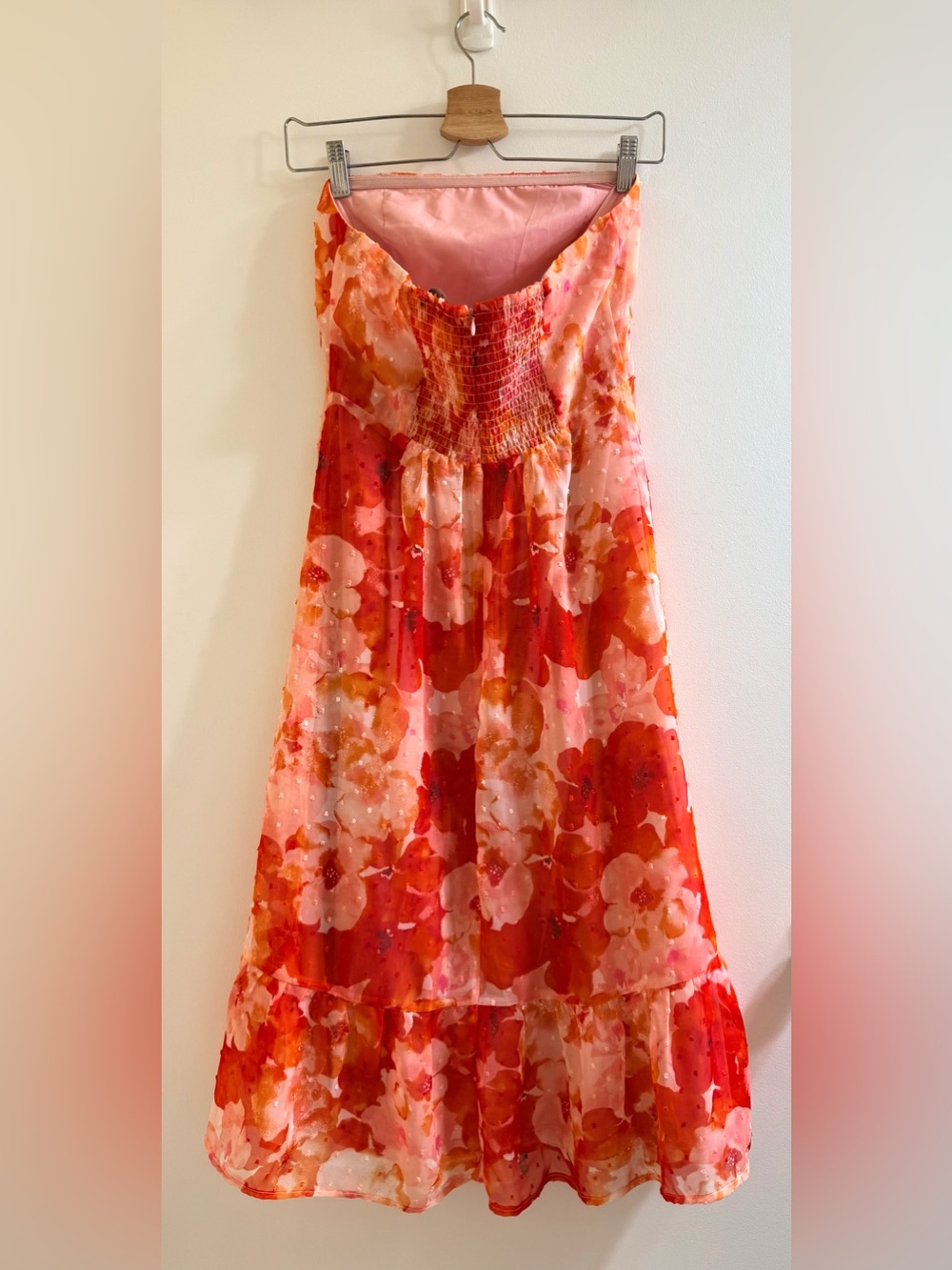 Lulus Bright Perspective Plum and Orange Floral Strapless Midi Dress - Small - Picture 7 of 15